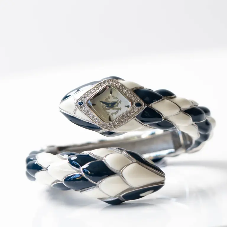 Roberto Cavalli Uhr mit Spiegelung auf weißem Untergrund