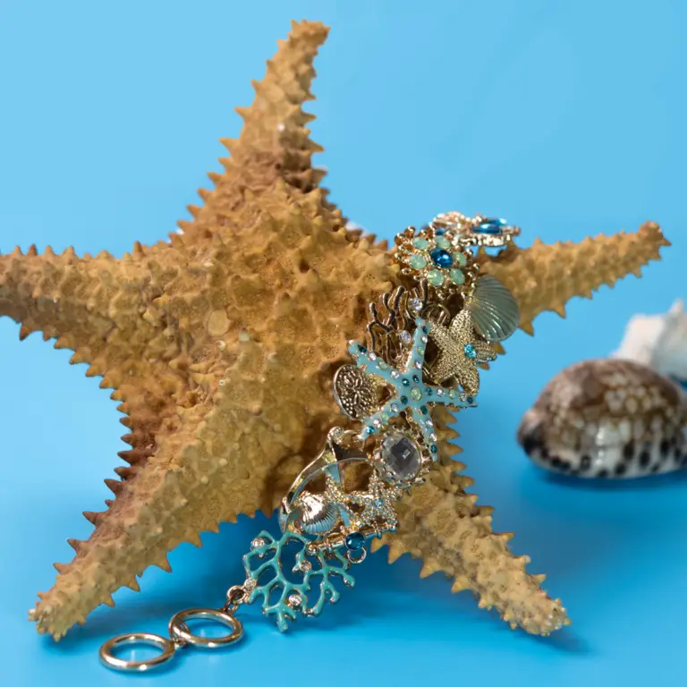 Maritimes armband auf einem Seestern